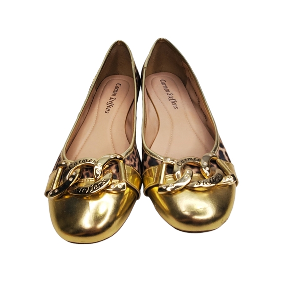 CARMEN STEFFENS Leopard Animal Print Rhinestone Ballet Flats EU 41 US 10 / 10.5 - Picture 3 of 13